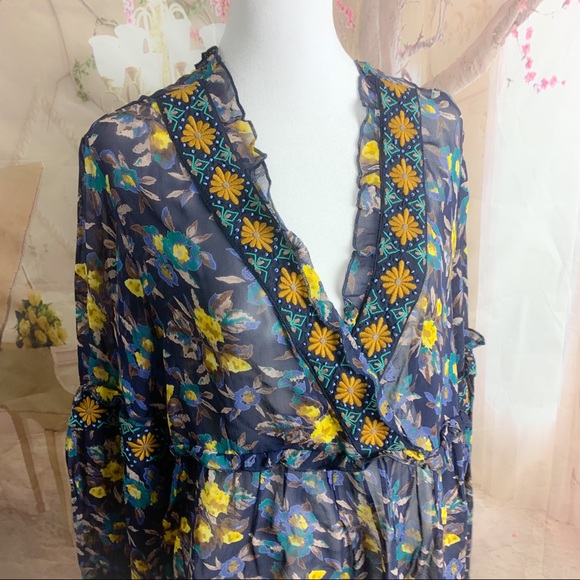 Anthropologie Meadow Rue Floral Sheer Blouse - Picture 7 of 11